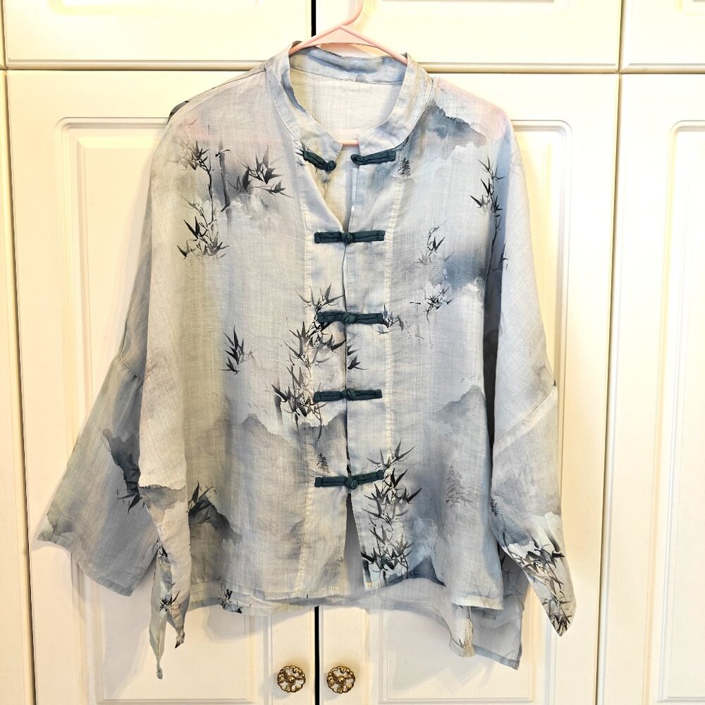 Asian Light Blue/Teal Blouse, Size 2X, New